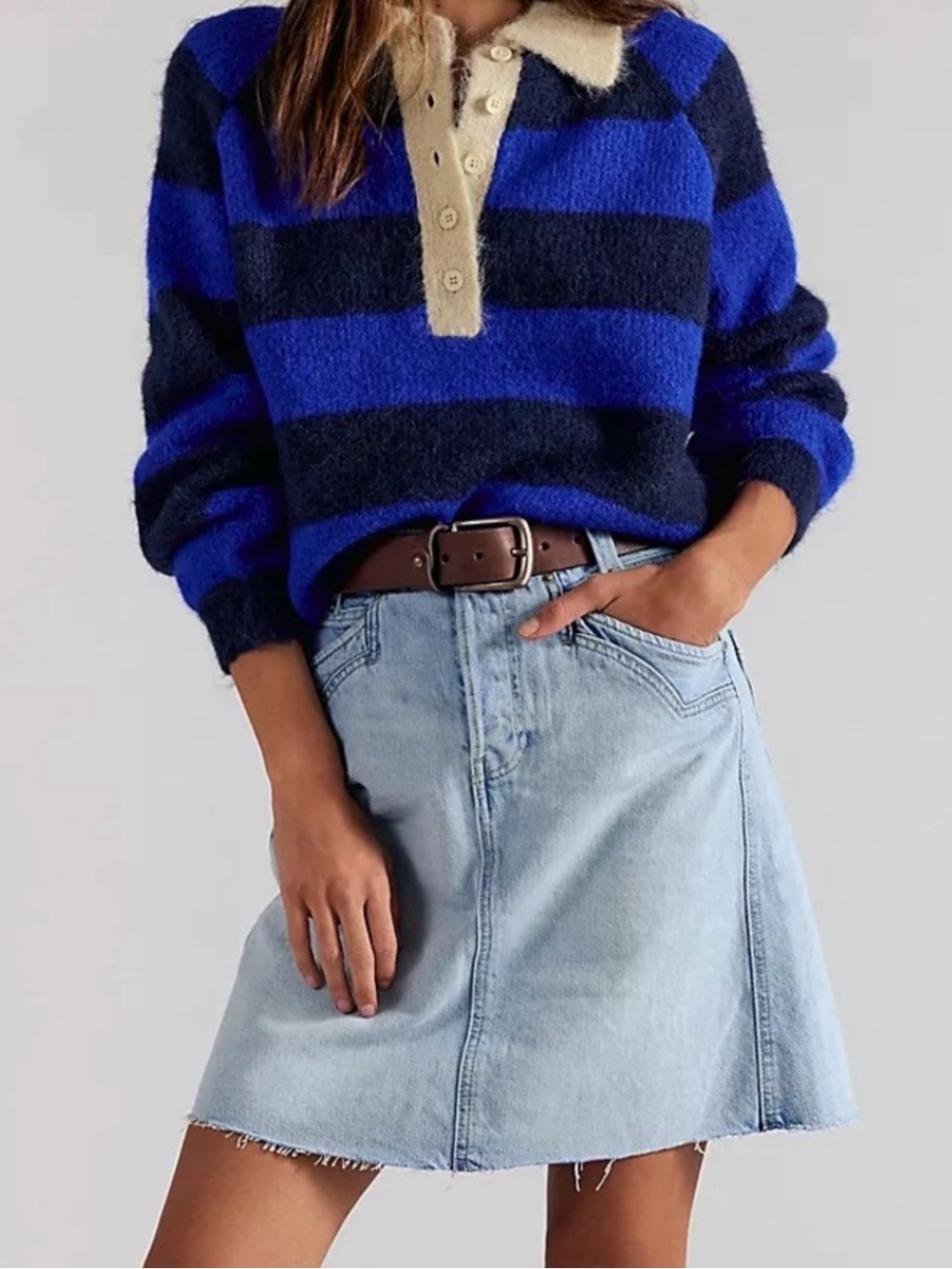 We the Free" Suzy denim midi skirt, Size 27 light wash